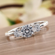 Load image into Gallery viewer, Simulated Diamond 3 Stone Ring in Sterling Silver
