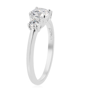 Simulated Diamond 3 Stone Ring in Sterling Silver