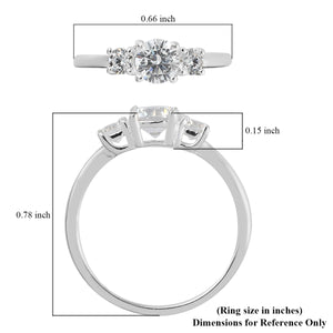 Simulated Diamond 3 Stone Ring in Sterling Silver