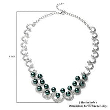 Load image into Gallery viewer, Simulated Peacock Pearl and White Austrian Crystal Necklace 20 Inches
