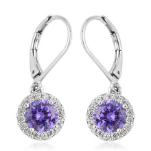 Load image into Gallery viewer, Purple Sapphire and Diamond Halo Necklace
