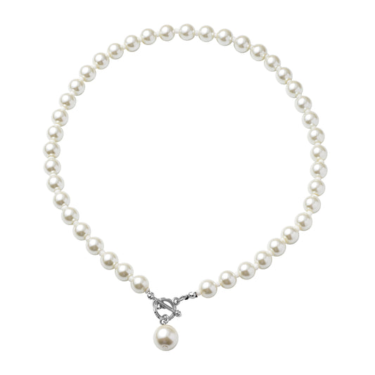 Simulated White Pearl 10-14mm Beaded Necklace (20 Inches)