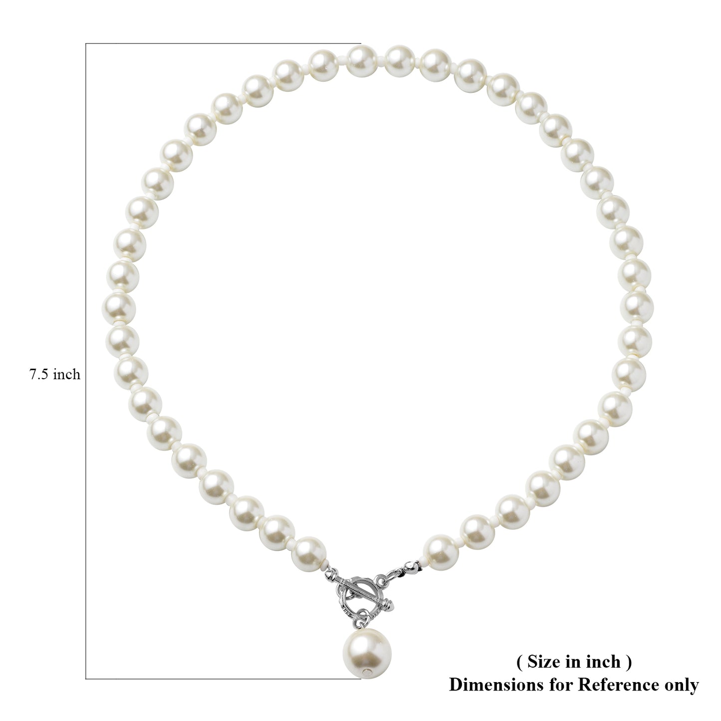 Simulated White Pearl 10-14mm Beaded Necklace (20 Inches)