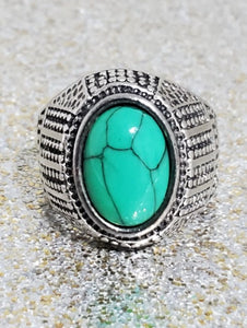Men's Green Turquoise Ring Size 10