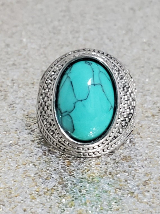 Men's Blue Turquoise Ring Size 11.5