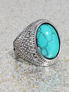 Men's Blue Turquoise Ring Size 11.5