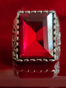Ruby Red Silver Ring Size 9, 5.6