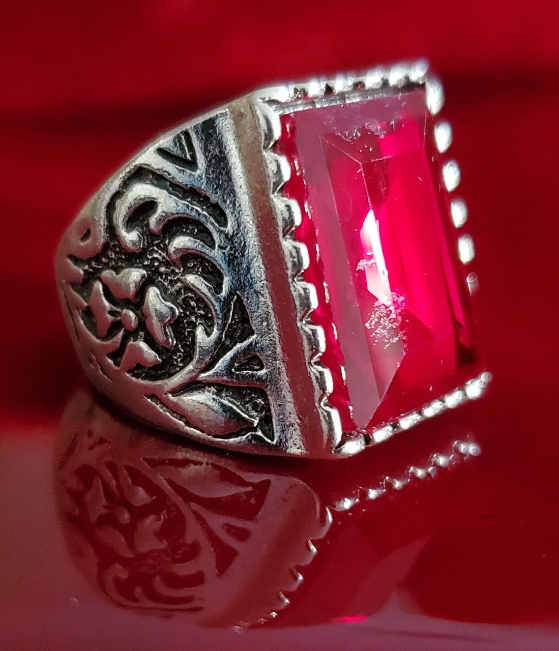 Ruby Red Silver Ring Size 9, 5.6