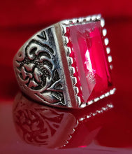 Load image into Gallery viewer, Ruby Red Silver Ring Size 9, 5.6
