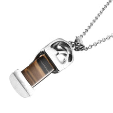 Load image into Gallery viewer, Tiger&#39;s Eye and Crystal Tiger Pendant Necklace
