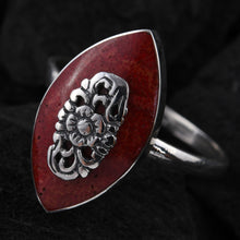 Load image into Gallery viewer, Red Sponge Coral Ring in Sterling Silver Size 9
