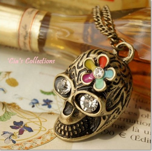 Steampunk Adorned Skull Necklace - WHIMSICALIA