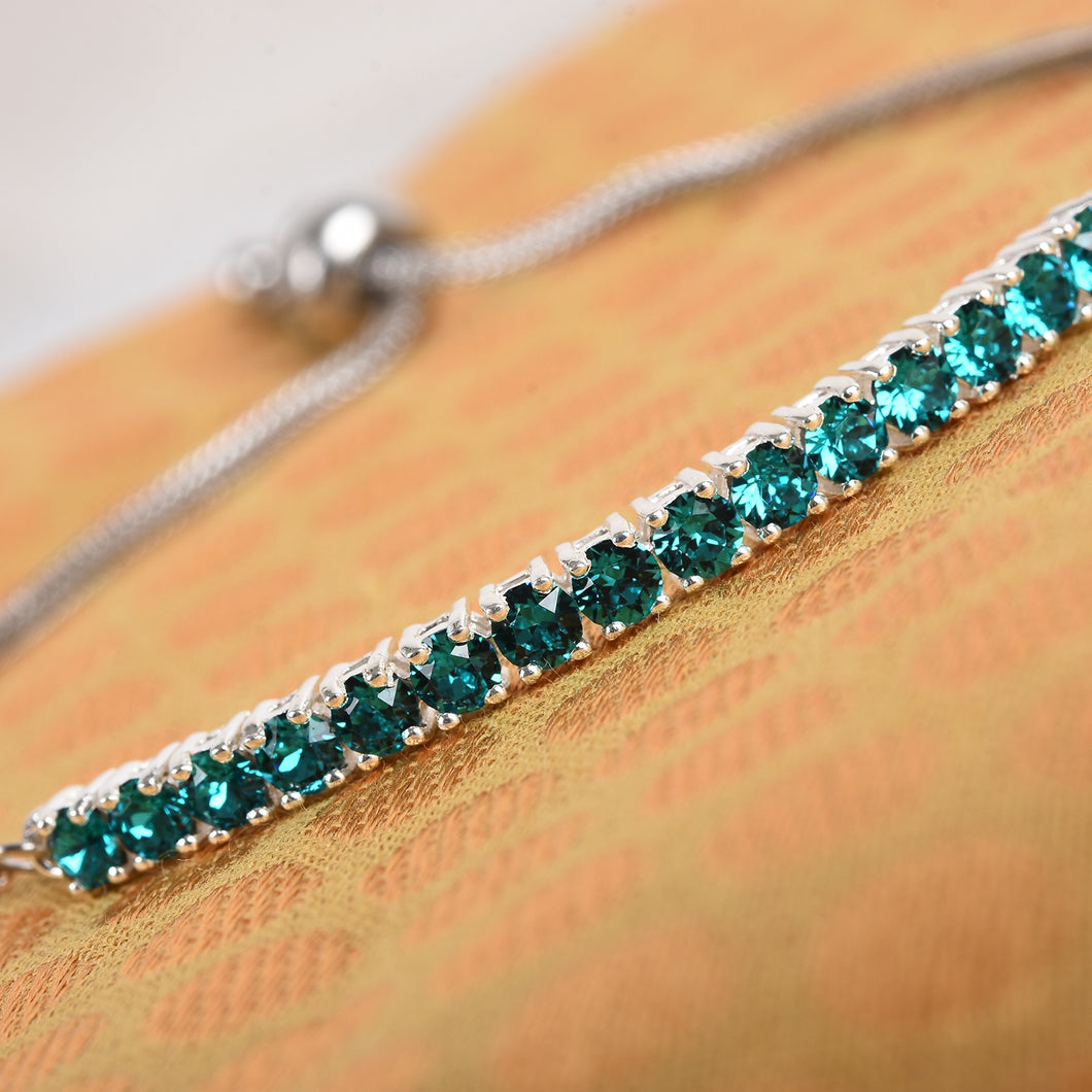 Bracelet, Adjustable Made with Emerald Crystal from Swarovski