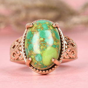 Stylish Bronze Mojave Green Turquoise Solitaire Ring Size 9