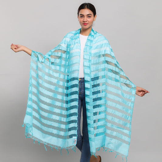 Turquoise or Pink Viscose Wrap/ Scarf with Fringe