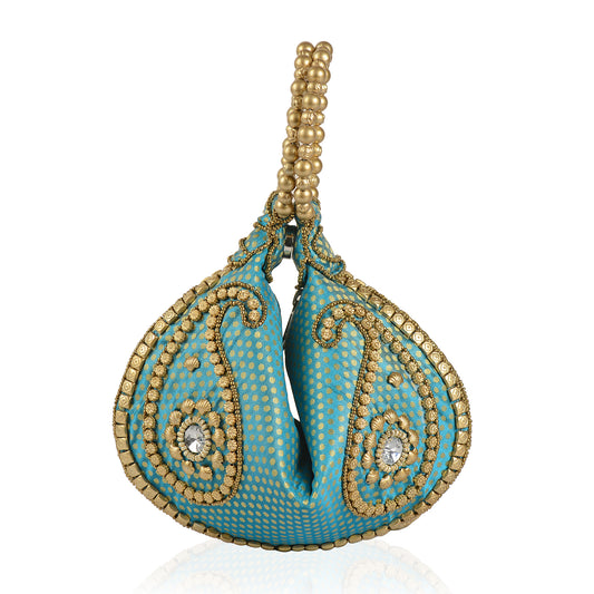 Versatile Turquoise and Gold Potli Bag