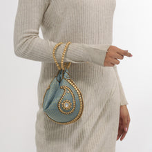 Load image into Gallery viewer, Versatile Turquoise and Gold Potli Bag
