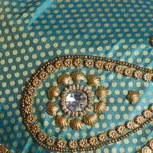 Load image into Gallery viewer, Versatile Turquoise and Gold Potli Bag
