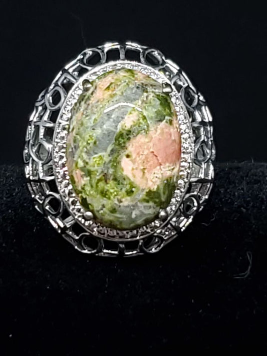 Unakite Stone Ring Size 7