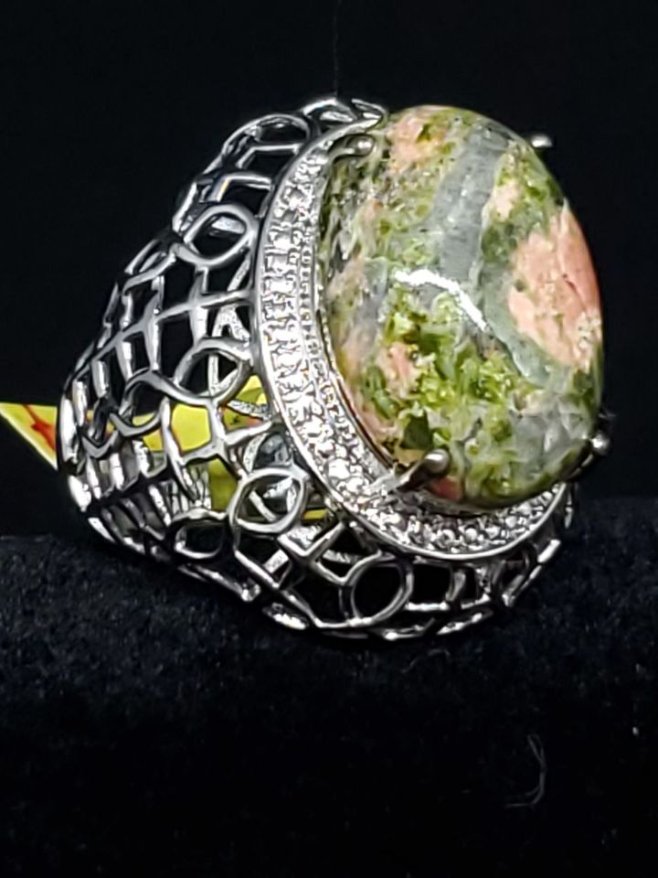 Unakite Stone Ring Size 7