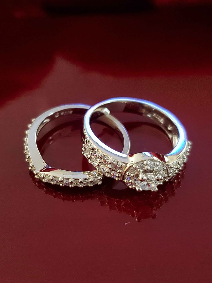 Vintage Lab Created Diamond Wedding Ring Set Size 9 - WHIMSICALIA