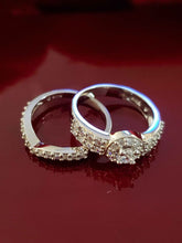 Load image into Gallery viewer, Vintage Lab Created Diamond Wedding Ring Set Size 9 - WHIMSICALIA
