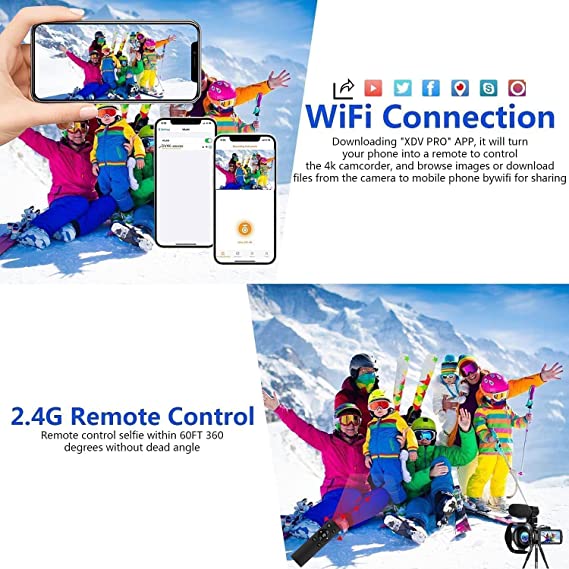 NEW 4K Digital Camera 48MP 18X HD Camcorder WiFi IR Night Vision Video Camera and Remote Control
