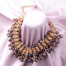 Load image into Gallery viewer, Purple Beaded Waterfall Chocker Necklace
