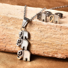 Load image into Gallery viewer, White Mother of Pearl Elephant Stud Earrings and Pendant Necklace
