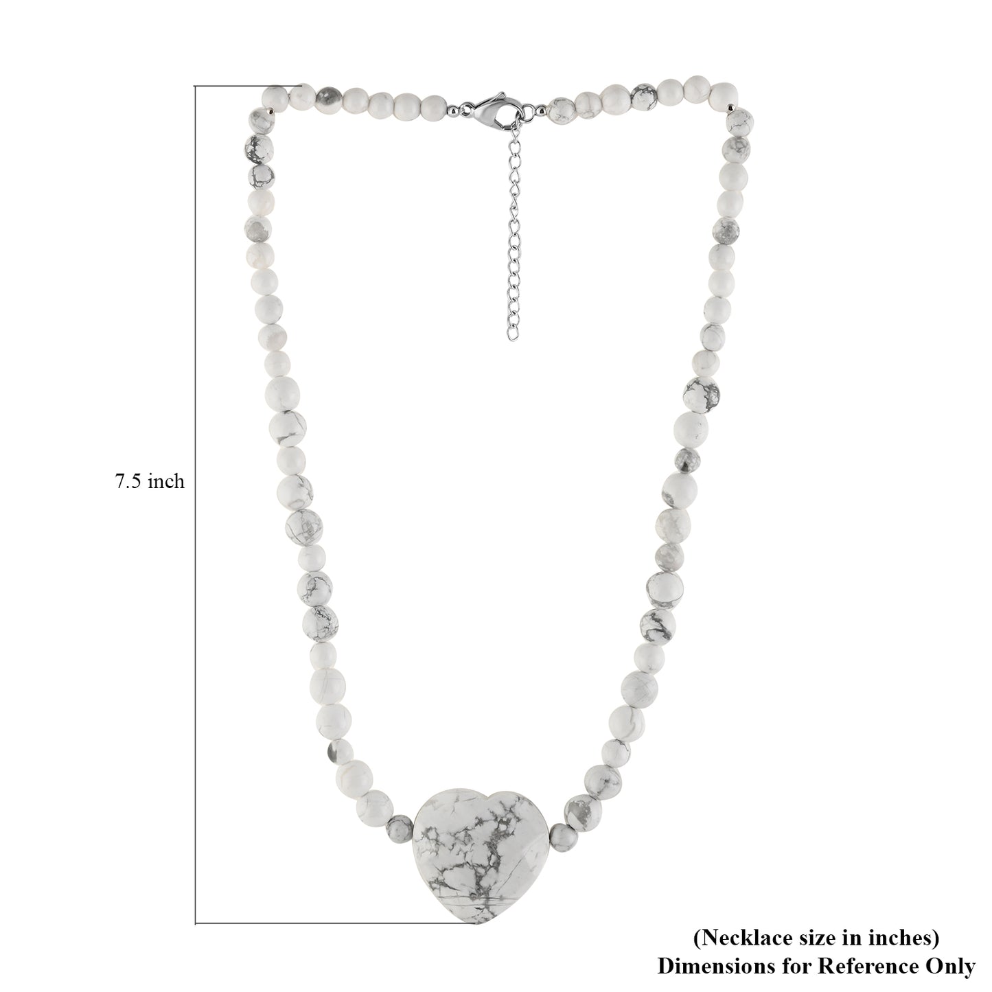 White Howlite Beaded Heart Necklace