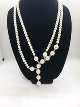 Load image into Gallery viewer, White Simulated Pearl Earrings and Necklace
