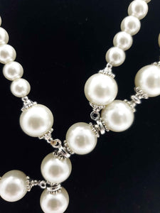 White Simulated Pearl Earrings and Necklace