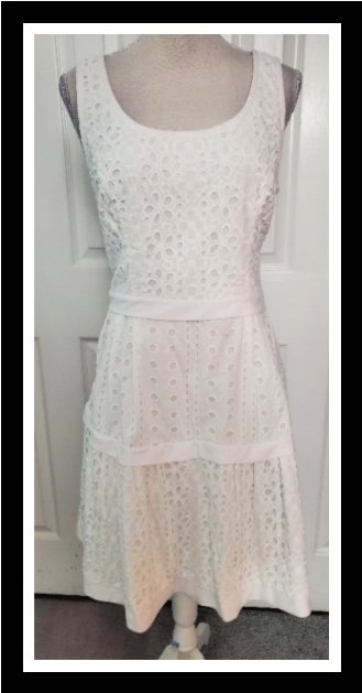 White Eyelet Lace Tiered Dress Size 14