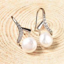 Load image into Gallery viewer, Women&#39;s White Freshwater Pearl Diamond Earrings
