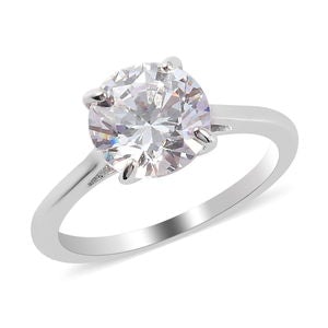 Zirconia Made from SWAROVSKI Platinum Over Sterling Silver Solitaire Ring Size 8 and Pendant