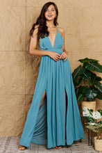 Load image into Gallery viewer, OneTheLand Captivating Muse Open Crossback Maxi Dress in Turquoise
