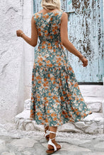 Load image into Gallery viewer, Floral V-Neck Tiered Sleeveless Dress

