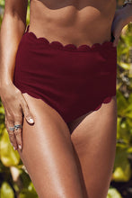 Load image into Gallery viewer, Scalloped Hem Textured Swim Bottoms
