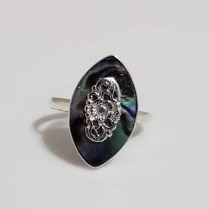Abalone Oval Sterling Silver Ring Size 8 - WHIMSICALIA