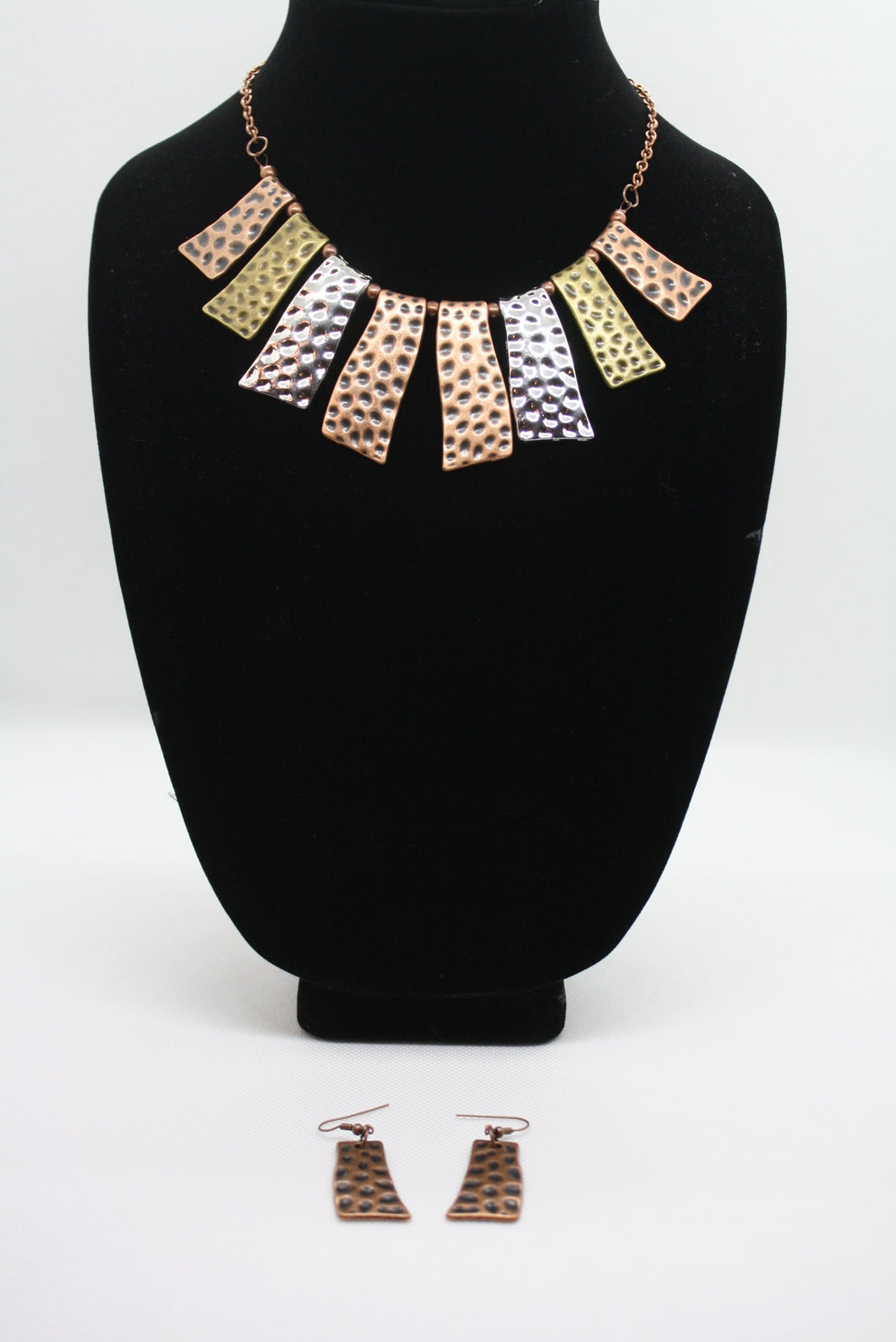 Tribal Hammered Necklace and Earrings