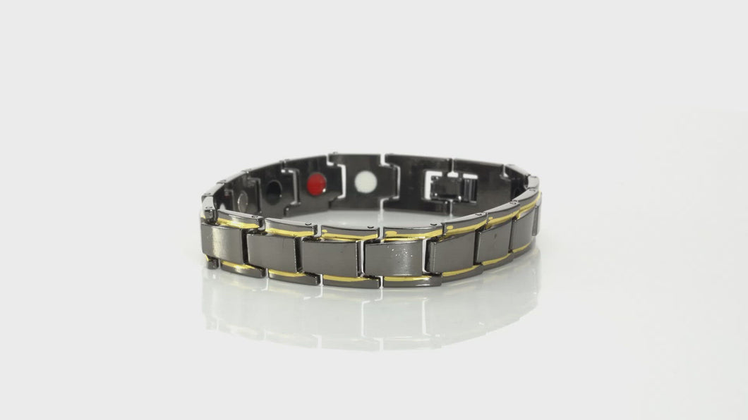 Men's Magnetic By Design Bracelet in Dark Silvertone (8.00 In)