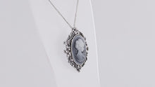 Load and play video in Gallery viewer, Blue Gray Cameo Necklace/Pin

