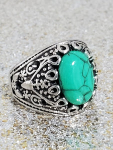 Men's Turquoise 925 Silver Ring Size 10
