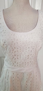 White Eyelet Lace Tiered Dress Size 14