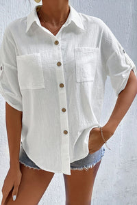 Roll-Tab Sleeve Shirt with Pockets