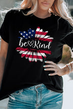 Load image into Gallery viewer, BE KIND US Flag Graphic Round Neck Tee
