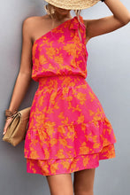 Load image into Gallery viewer, Floral Smocked Waist Tied One-Shoulder Dress
