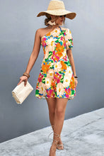 Load image into Gallery viewer, Floral One-Shoulder Puff Sleeve Dress
