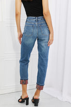 Load image into Gallery viewer, Judy Blue Gina Full Size Mid Rise Paisley Patch Cuff Boyfriend Jeans
