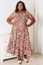 Load image into Gallery viewer, Double Take Plus Size Floral Smocked Square Neck Dress

